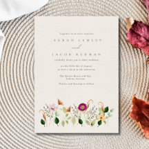Convite de Casamento Flores Silvestres Caprichosas
