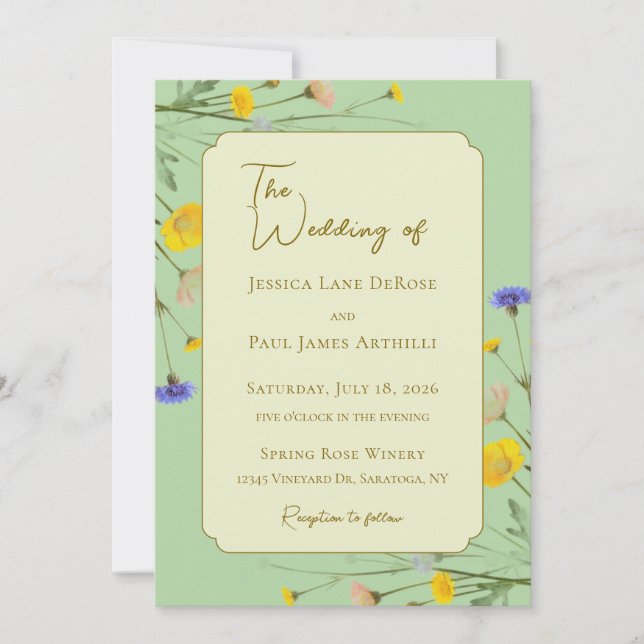 Convite de Casamento Flores Silvestres Primavera V (Frente)