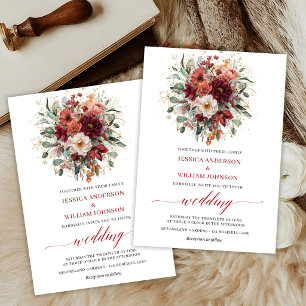 Convite de Casamento Flores Verdejantes Boho Borgo