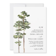 Convite de Casamento Floresta Aquarela