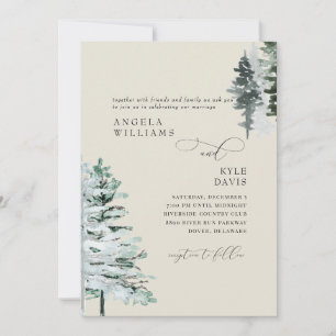 Convite de Casamento Floresta de Inverno Bege