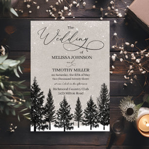 Convite de Casamento Floresta de Inverno Rústico