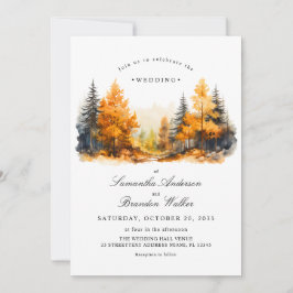 Convite de Casamento Floresta de Outono, Pinheiros