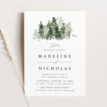Convite de Casamento Floresta de Pinheiros Rústico