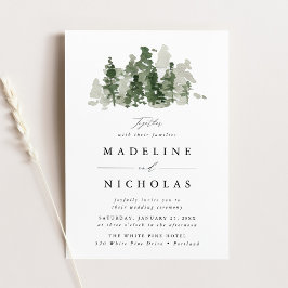 Convite de Casamento Floresta de Pinheiros Rústico