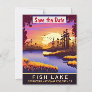 Convite de Casamento Floresta Lago Fish Califórnia