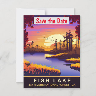 Convite de Casamento Floresta Lago Fish Califórnia