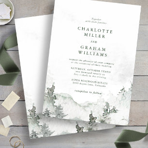 Convite de Casamento Floresta Minimalista Aquarela