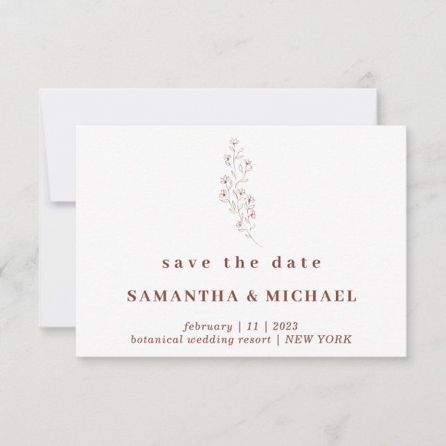 Convite de casamento Flower Boho Terracotta Indie  (Frente)