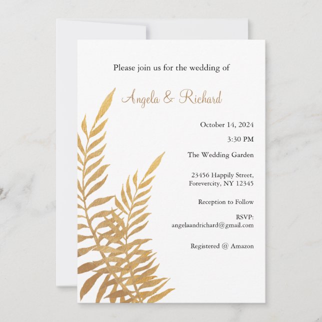 Convite De Casamento, Folha, Queda, Jardim (Frente)