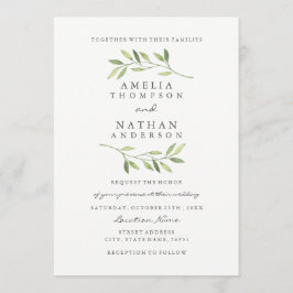 Convite de Casamento Folha Verde Aquarela