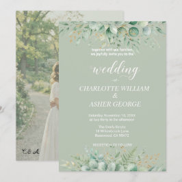 Convite de Casamento Folhagem de Eucalipto Verde S