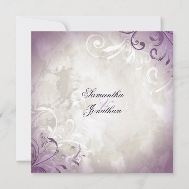 Convite De Casamento Folhagem De Vintagem E Sujeir (Frente)