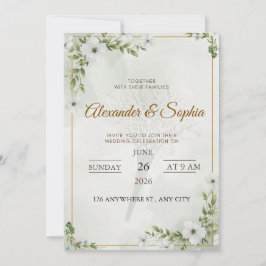 Convite de Casamento Folhagem Elegante