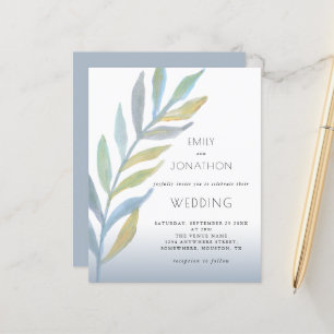 Convite de Casamento Folhagem Orçamento Azul de Vi