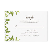 Convite de Casamento Folhas Botânicas Verde Elegan