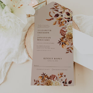 Convite de Casamento Folhas de Outono Tudo em Um