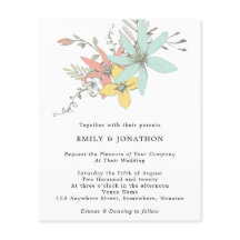 Convite de Casamento Folhas Florais Orçamento Cora