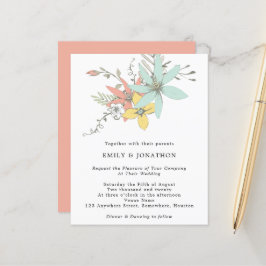 Convite de Casamento Folhas Florais Orçamento Cora