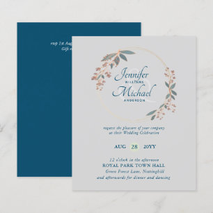 Convite de Casamento Folhas Laranja Turquesa ORÇAM