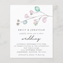 Convite de Casamento Folhas Pastel Moderno Orçamen