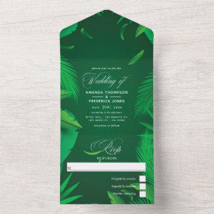Convite de Casamento Folhas Tropicais Verdes Tudo