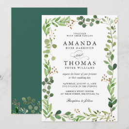 Convite de Casamento Folhas Verdes de Eucalipto