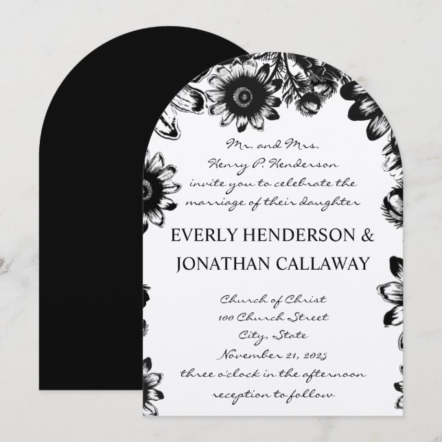 Convite de Casamento Fonte Navy Romântico Rústico  (Frente/Verso)