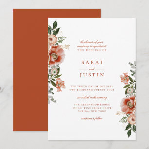 Convite De Casamento Foral De outono Botânico Eleg