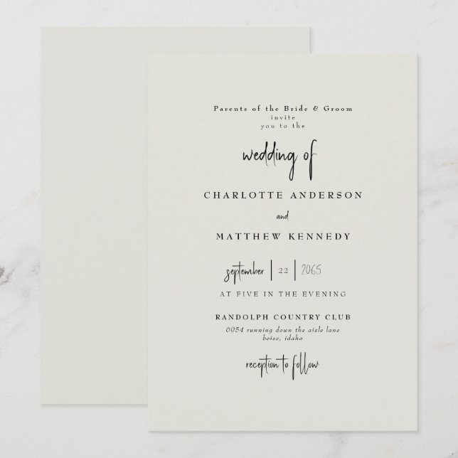 Convite de Casamento Forever Faithful Cream II (Frente/Verso)