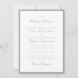 Convite de Casamento Formal Azul Poeirento