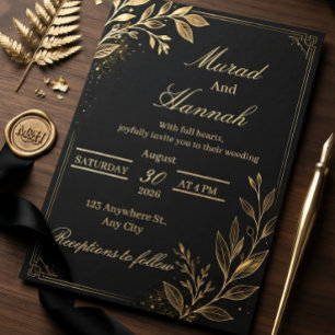 Convite de Casamento Formal Black Tie Elegante D