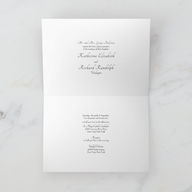 Convite de Casamento Formal Branco dos Pais da Noi (Interior)
