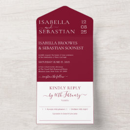 Convite de casamento formal burgundy para responde