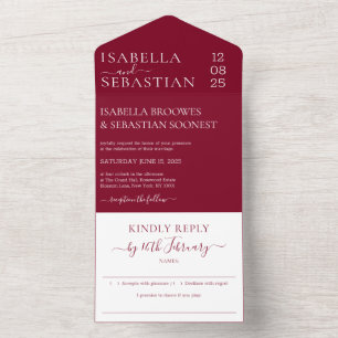 Convite de casamento formal burgundy para responde