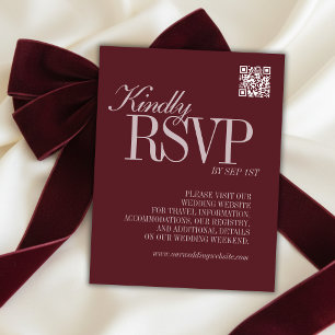 Convite de Casamento Formal Código QR Vermelho Bor