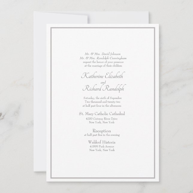 Convite de Casamento Formal com Ambos os Pais List (Frente)