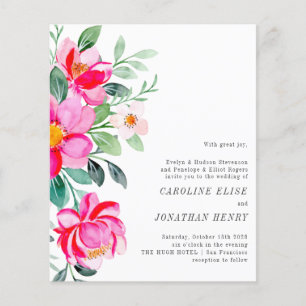 Convite de Casamento Formal com Floral em Aquarela
