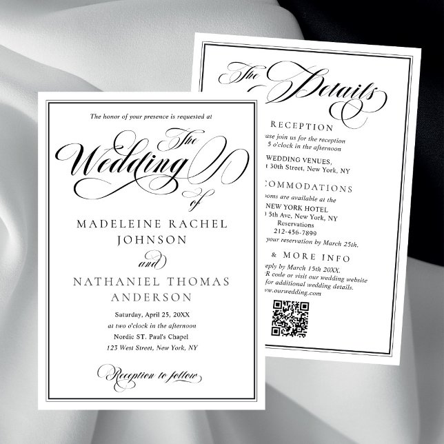 Convite de Casamento Formal com Letra de Caligrafi (Criador carregado)