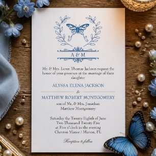 Convite de Casamento Formal com Monograma de Borbo
