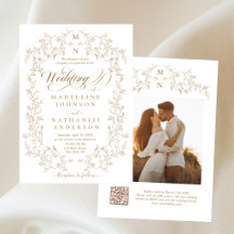 Convite de Casamento Formal com Rótulo de Jardim F