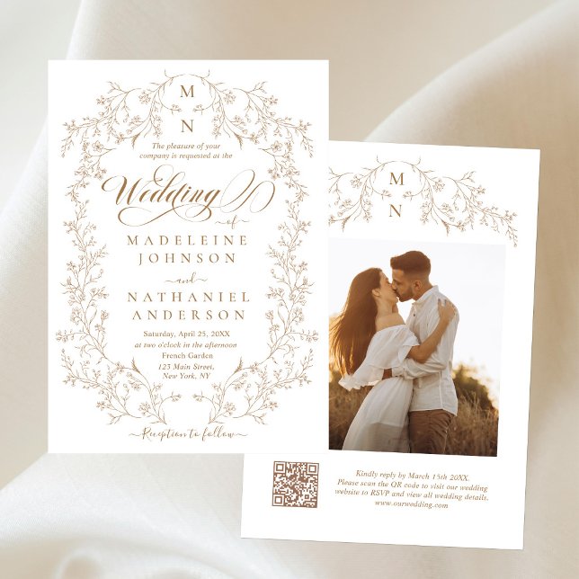 Convite de Casamento Formal com Rótulo de Jardim F (Criador carregado)