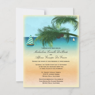 Convite de casamento Formal da Cena de Praia Retro