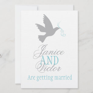 convite de casamento formal de casal da fita azul 