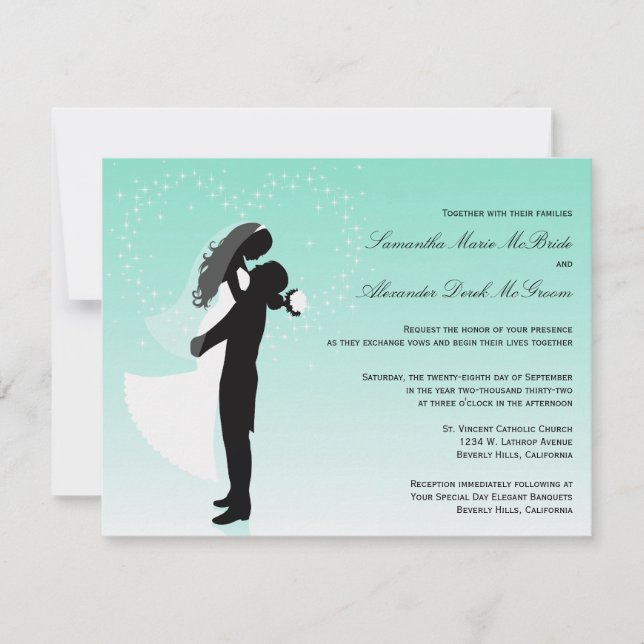 Convite de casamento Formal de Ombre Azul (Frente)