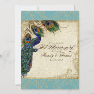 Convite de casamento Formal de Peacock & Feathers