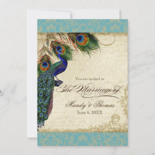 Convite de casamento Formal de Peacock & Feathers 