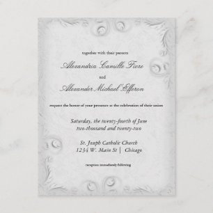 Convite de casamento formal de prata elegante de