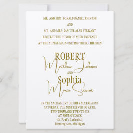Convite de Casamento Formal Dourado Black Tie
