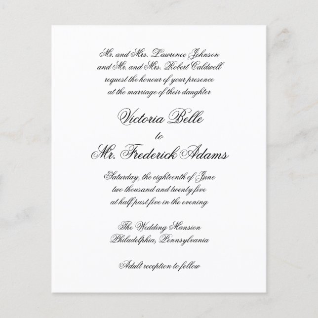 Convite de Casamento Formal Elegante dentro do Orç (Frente)